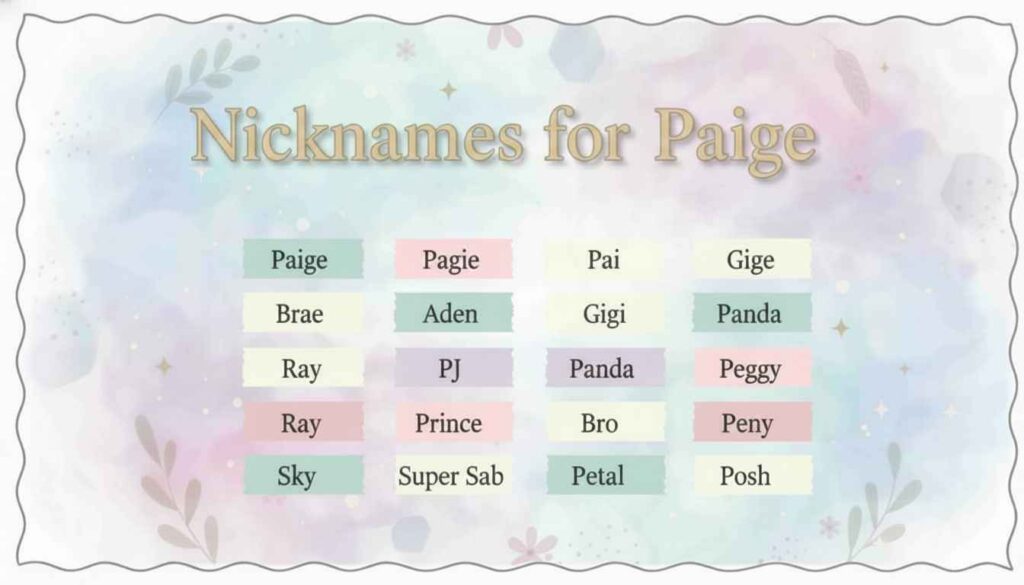 Nicknames for Paige