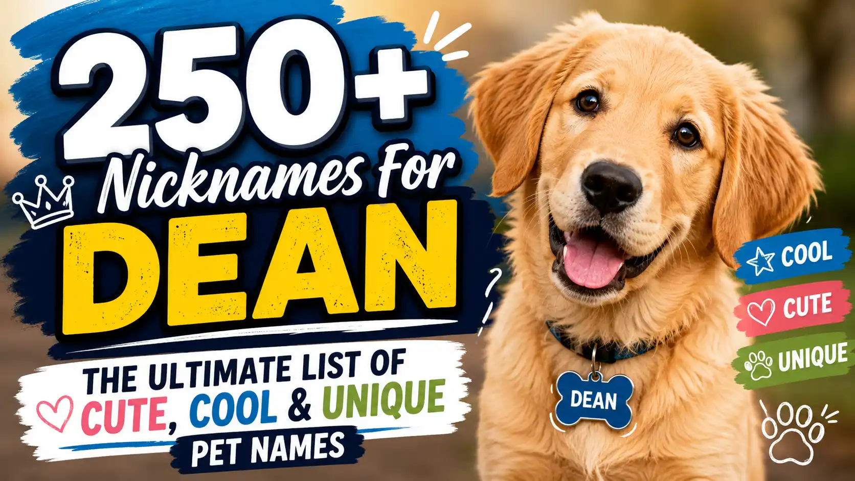 250+ Nicknames for Dean The Ultimate List of Cute, Cool & Unique Pet Names 🏆